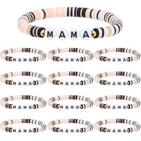 36 PCS Mom Bracelets Polymer Clay Beaded Beaded Stretch Bracelets Bracelets Stred Mother's Boho Jewelry for Church Women Mother's Home For Mom Grandmom in Kuwait