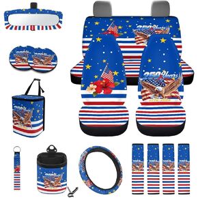 Wanyint Aztec Highland Cow Sunflower Car Seat Cover Seat Protector 15 PCS, with Steering Wheel Cover Seat Belt Pad Garbage Bag Air Vent Bag Rearview Mirror Cover Coasters Key Chain Universal Fit in Kuwait