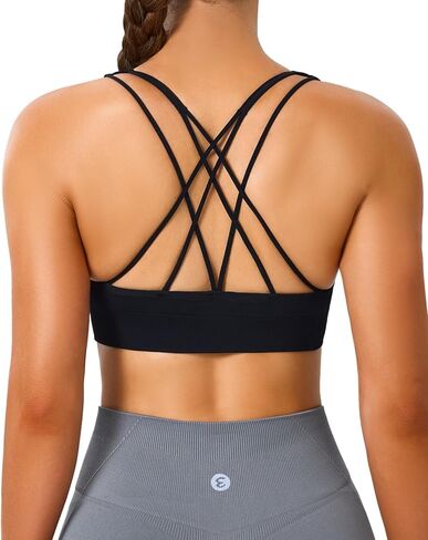 Evercute Cross Back Sport Bras مبطنة بدعم متوسطة متوسطة الحمالات المحصنة لليوغا تجريب اللياقة البدنية in Kuwait