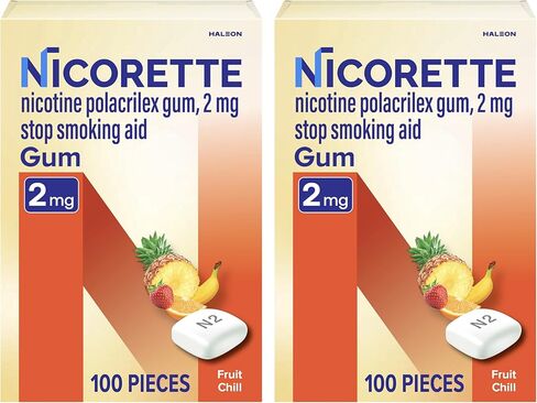 Nicorette Nicotine Gum Stop Smoking Aid ، 2 Mg ، Fruit Chill Flavor - 200 Count in Kuwait