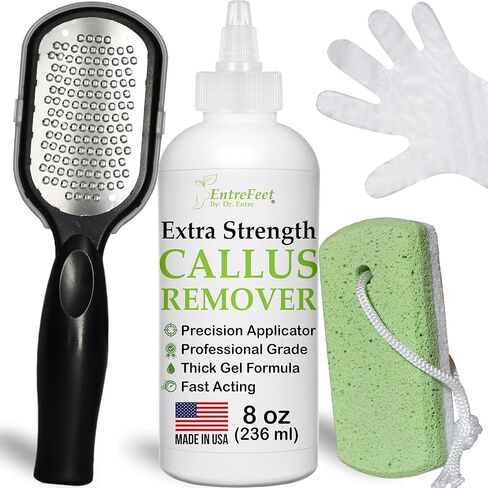 Dr. Entre's Callus Remover Gel Kit for Feet: Foot File, Pumice Stone, 5 Glove Pairs for Gel Application, Spa Kit, Foot Care, Pedicure Tools, Scrubber, 8oz in Kuwait