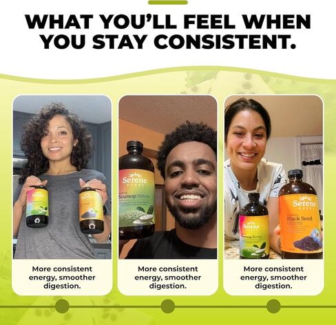 Soursop & Black Seed Bitters Bundle – Organic Herbal Detox for Digestive Support & Immune Health by Serene Herbs – Non-GMO, 32 oz (16 oz Each), 64 Servings in Kuwait