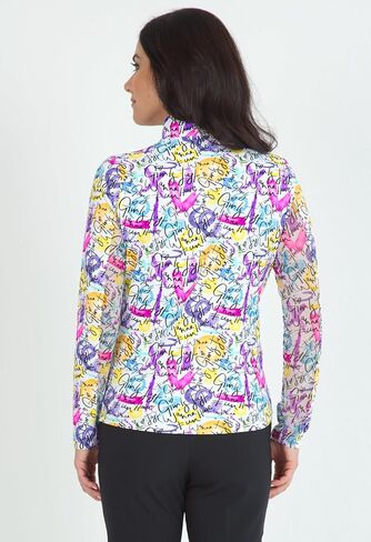 سترة IBKUL النسائية الواقية من الشمس UPF50+ Icefil Cooling Angle Print بأكمام طويلة ورقبة وهمية - 10765 in Kuwait