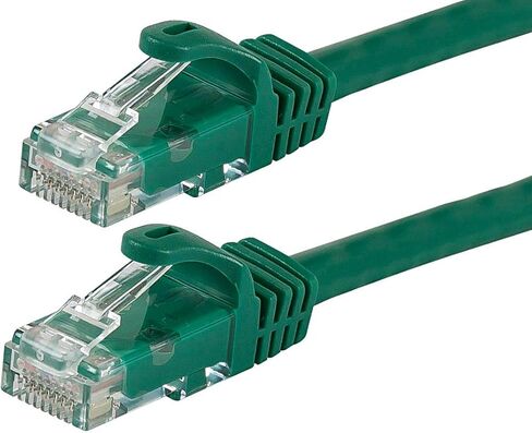 Monoprice Flexboot Cat5e Ethernet Patch Cable - Network Internet Cord - RJ45, Stranded, 350Mhz, UTP, Pure Bare Copper Wire, 24AWG, 7ft, Green in Kuwait
