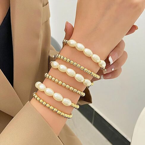 Multi layer Bracelet for Women Gold Chain Bracelet Sets Dainty Link Paperclip Bracelets Adjustable Layered Cuff Bracelets Gifts for Girls in Saudi Arabia