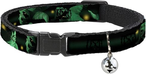 Buckle-Down Breakaway Cat Collar - Oogie Boogie 4-Poses Black/Yellow/Green - 1/2" Wide - Fits 8-12" Neck - Medium in Kuwait