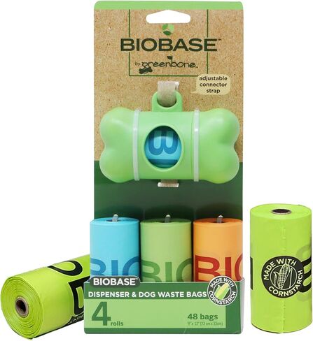 Biobase by Greenbone Dog Poop Facs-10 لفات (120 كيس) ، قائم على نشا الذرة ، متين ، يناسب معظم الموزعات in Kuwait