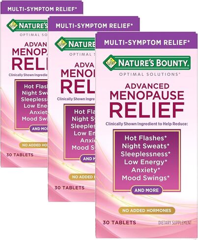 Nature's Bounty Optimal Solutions Advanced Menopause Relief for Menopause Support, Menopause Vitamins for Women, No Added Hormones, Drug-Free, 30 Tablets, 30 Total Servings in Kuwait