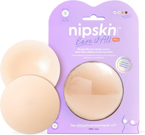 Bare It All Ultra-thin, Adhesive, And Reusable Round Silicone Nipple Covers for Women - Medium Chantilly in Kuwait