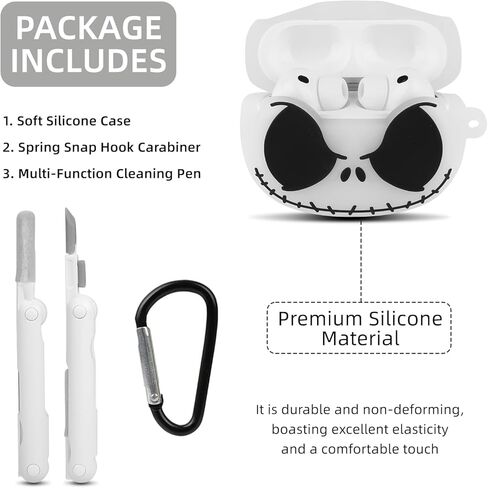 for AirPods Pro/Pro 2nd Generation Case Cover with Keychain, Luminous 3D Skull Case Designed for Apple AirPod Pro/Pro 2, Soft Silicone Cute Anime Cool Funny Airpods Pro Case for Women Men Girls Boys in Kuwait
