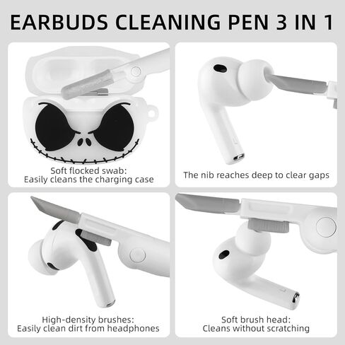 for AirPods Pro/Pro 2nd Generation Case Cover with Keychain, Luminous 3D Skull Case Designed for Apple AirPod Pro/Pro 2, Soft Silicone Cute Anime Cool Funny Airpods Pro Case for Women Men Girls Boys in Kuwait