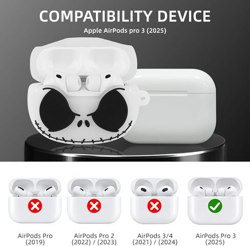 for AirPods Pro/Pro 2nd Generation Case Cover with Keychain, Luminous 3D Skull Case Designed for Apple AirPod Pro/Pro 2, Soft Silicone Cute Anime Cool Funny Airpods Pro Case for Women Men Girls Boys in Kuwait