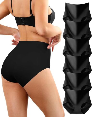 LEVAO Seamless High Waisted Underwear for Women No Show Full Coverage Briefs Stretchy Invisible Panties Pack of 6 in Kuwait