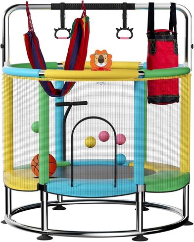 Trampoline for Kids,5FT Adjustable Rebounder Trampoline Indoor Outdoor for Toddler Trampoline with Enclosure Net,No-Gap Safe Design,ASTM Approved,Toddler Trampoline Gifts for Boys & Girls in Saudi Arabia