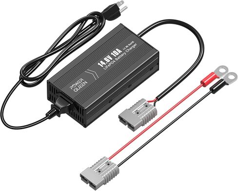 Power Queen 14.6V 10A LifePo4 شاحن بطارية ، شاحن بطارية ذكي أوتوماتيكي من مرحلتين ، شاحن لايبو 4 ليثيوم ، مناسب لبطارية فوسفات ليثيوم ليثيوم ليثيوم الحديد. in Kuwait