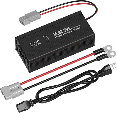 Power Queen 14.6V 10A LiFePO4 Battery Charger, 2-Stage Automatic Smart Battery Charger and Maintenance, LiFePO4 Lithium Batteries Charger, Suitable for 12V (12.8V) Lipo Lithium Iron Phosphate Battery in Saudi Arabia
