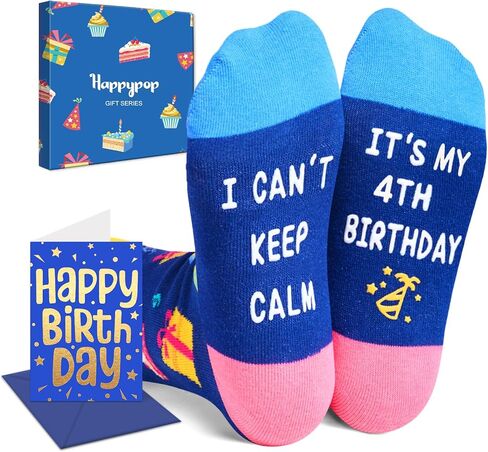 HAPPYPOP 12th Birthday Gifts for Boys - Socks for Kids Age 12, 12 Year Old Tween Boy Girl Gift Ideas, Presents for 12 Year Olds, Birthday Gift Box with Greeting Card in Saudi Arabia
