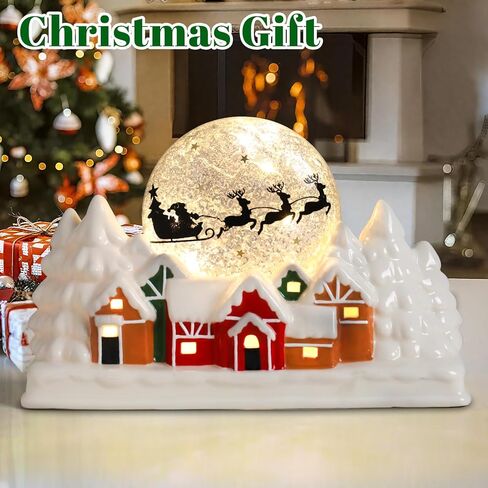 منازل قرية عيد الميلاد، منازل عيد الميلاد الخزفية مع ضوء LED دافئ عيد الميلاد Ornamnet منازل قرية عيد الميلاد ديكورات منزلية لعيد الميلاد in Saudi Arabia
