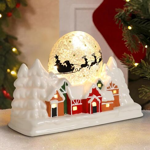 منازل قرية عيد الميلاد، منازل عيد الميلاد الخزفية مع ضوء LED دافئ عيد الميلاد Ornamnet منازل قرية عيد الميلاد ديكورات منزلية لعيد الميلاد in Saudi Arabia