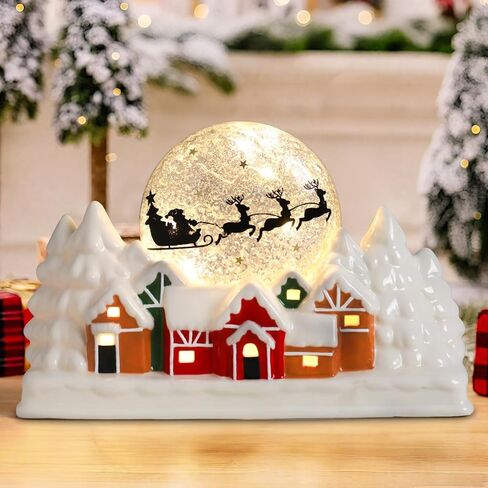 منازل قرية عيد الميلاد، منازل عيد الميلاد الخزفية مع ضوء LED دافئ عيد الميلاد Ornamnet منازل قرية عيد الميلاد ديكورات منزلية لعيد الميلاد in Saudi Arabia