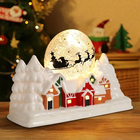 منازل قرية عيد الميلاد، منازل عيد الميلاد الخزفية مع ضوء LED دافئ عيد الميلاد Ornamnet منازل قرية عيد الميلاد ديكورات منزلية لعيد الميلاد in Saudi Arabia