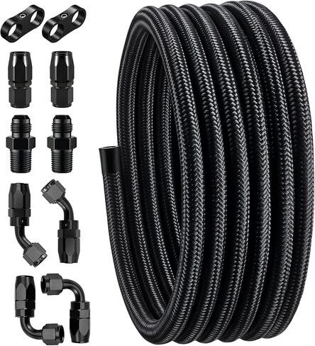 مجموعة خط الوقود EVIL ENERGY 10AN، خرطوم 10AN AN10 المضفر من النايلون طقم تركيب خرطوم الوقود CPE 10FT أسود in Kuwait