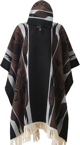 JXVX Mexican Poncho Shawl Vintage Hippie Sarape Pancho Cape Boho Totem Mexicanos Sleeveless Sweater Cloak Costume Outfit in Kuwait