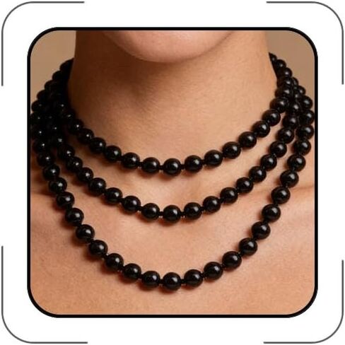 Long Pearl Necklace for Women 1920s Multi Strand Layered Pearl Necklaces 60in/150CM Vintage Beaded Faux Pearls Necklace Costume Jewelry in Kuwait