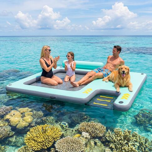 Innovative Dog & Human Pool Float – 75"x55" Inflatable Floating Dock, Extra-Large Water Raft for Dogs & Owners, Heavy-Duty PVC, Supports 120kg/265lbs – Ultimate Summer Fun for Pool, Lake & Beach in Kuwait