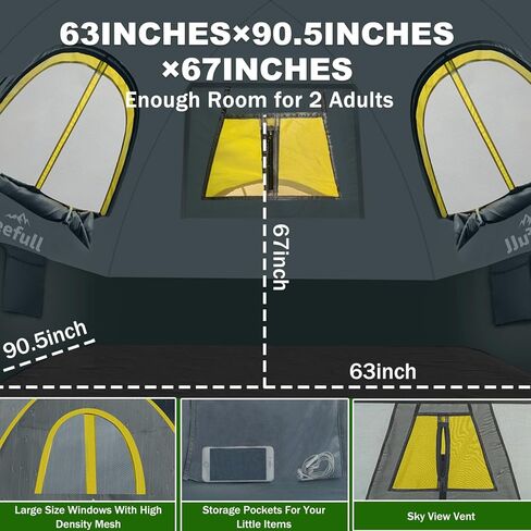 SUV Tent for Camping with Rainfly, 6-8 Person Car Camping Tent with Waterproof PU2000mm, Double Layer Design with Storage Bag, Green & Gray in Kuwait