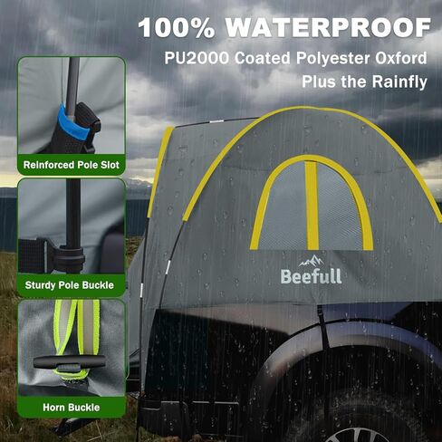 SUV Tent for Camping with Rainfly, 6-8 Person Car Camping Tent with Waterproof PU2000mm, Double Layer Design with Storage Bag, Green & Gray in Kuwait