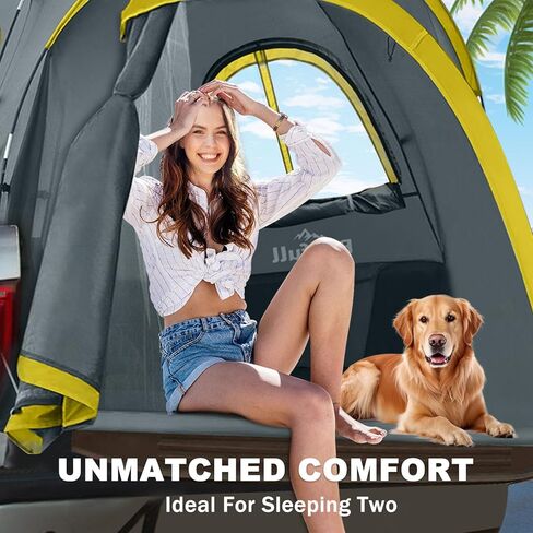 SUV Tent for Camping with Rainfly, 6-8 Person Car Camping Tent with Waterproof PU2000mm, Double Layer Design with Storage Bag, Green & Gray in Kuwait