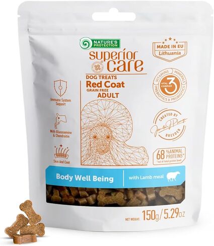 Nature's Protection Superior Care Grain-Free Dog Dental Treats for Bad Breath - Natural Chews with Insects for Junior All Breeds Red Coat Dogs, 5.29 oz in Kuwait