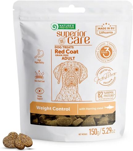 Nature's Protection Superior Care Grain-Free Dog Dental Treats for Bad Breath - Natural Chews with Insects for Junior All Breeds Red Coat Dogs, 5.29 oz in Kuwait