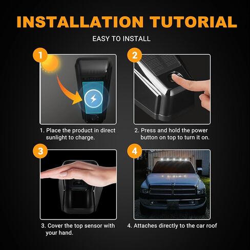 Solar Wireless No Drill Truck Cab Roof Lights with Motion Vibration Sensor IP67 Waterproof 5PCS Solar-Powered Luces para Techo de Carro in Kuwait