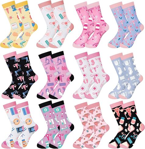 Funny Novelty Crew Socks for Women Men Obstetrical Nurse Cervix Uterus Socks for Labor and Delivery Nurse Gifts in Kuwait