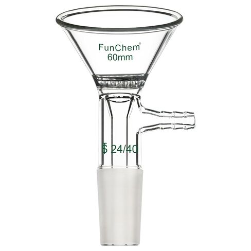 Triangle Glass Filter Funnel, 75mm Diameter Top Outer, 24/40 Inner Joint, Laboratory Filtration Funnel with Side Hose Connector in Kuwait