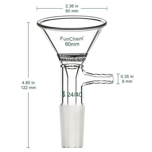 Triangle Glass Filter Funnel, 75mm Diameter Top Outer, 24/40 Inner Joint, Laboratory Filtration Funnel with Side Hose Connector in Kuwait