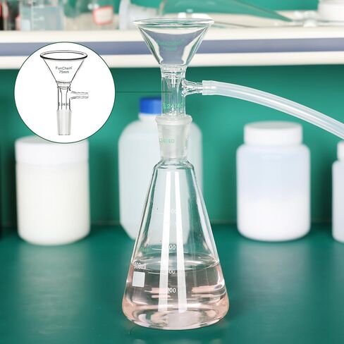 Triangle Glass Filter Funnel, 75mm Diameter Top Outer, 24/40 Inner Joint, Laboratory Filtration Funnel with Side Hose Connector in Kuwait