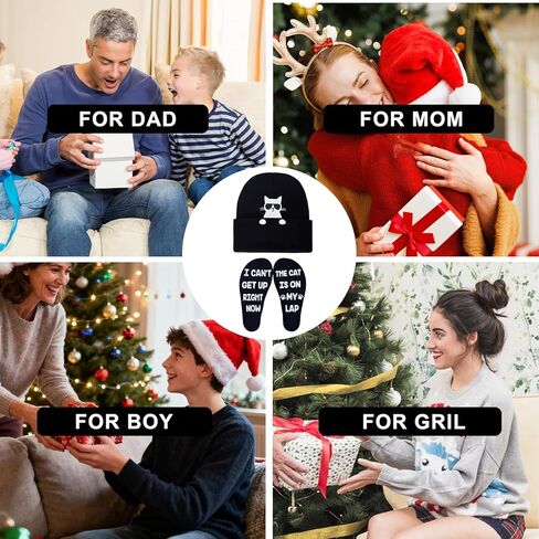 هدايا لمحبي القطط للنساء، قبعة شتوية لطيفة للقطط وجوارب مضحكة لأصحاب الأمهات المراهقات باللون الوردي in Kuwait