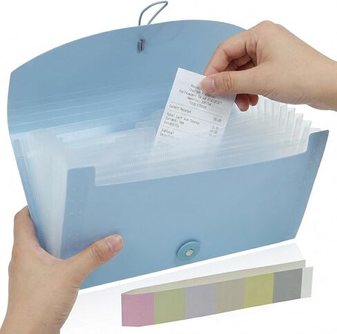 Small Accordion File Organizer - 13 Pocket Expanding Folder for Receipts, Bills, and Envelopes - Money Saving Binder (Black) in Saudi Arabia