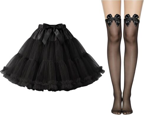 Women's Chiffon Petticoat Elastic Waist skirt Ballet Dance Pettiskirts Underskirt Half Slips Fluffy Pleated Dress for Party Cosplay Lace Thigh High Sheer Stockings Antiskid Silicone Stocking in Saudi Arabia