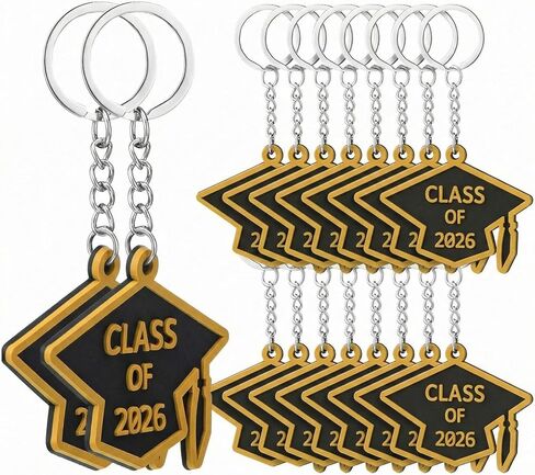 Tondiamo 50 PCS Class Of 2025 Treguation Keychains Rubber Grad Cap Chains Bulk Treguation Gifts Party Forms for College in Kuwait