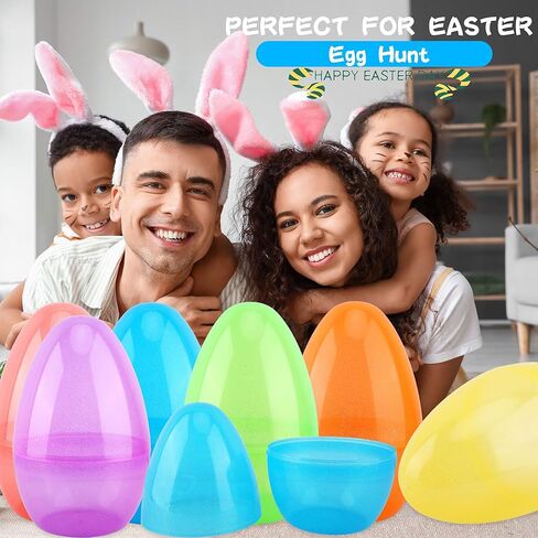 6 حزمة 8 بوصة بيض عيد الفصح العملاقة جامبو لامع بريق عيد الفصح البيض الكبير ملون مملوءة بيض عيد الفصح لديكور حفلة عيد الفصح ، 6 ألوان in Kuwait