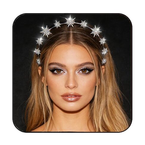 CAKURE Star Halo Crown Headband Rhinestone Gold Goddess Headpiece Metal Mary Celestial Crowns Bride Wedding Hair Accessories for Women in Kuwait