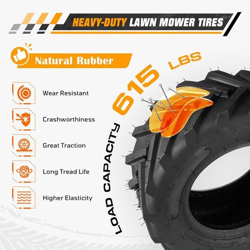 9x3.50-4" Flat Free Lawn Mower Tire and Wheel Smooth Tire with Rim for Commercial and Residential Walk-Behind Lawnmowers, Hand Trucks, Garden Carts and Trailers | 4" Centered Hub | Bore ID 3/4" 4PCS in Kuwait