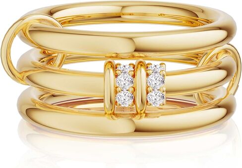 Stackable Gold Rings for Women, 18K Gold Plated Cubic Zirconia Statement Rings, Non Tarnish Ring Set, Dainty Gold Rings for Women, Trendy Fashion Chunky Stacking Rings in Kuwait