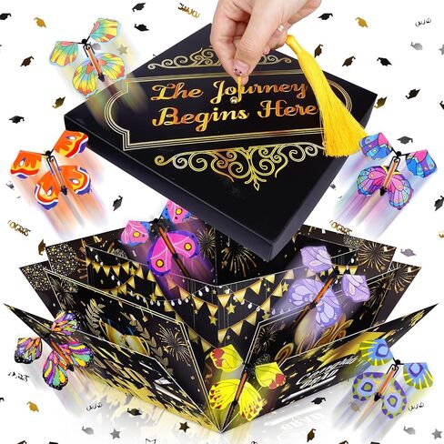 2025 هدايا التخرج - مربع مفاجأة فراشات الطيران ، صندوق هدايا الانفجار مع 8 أجزاء من الفراشة الطيران ، تخرج التخرج في كلية المدرسة الثانوية. in Kuwait