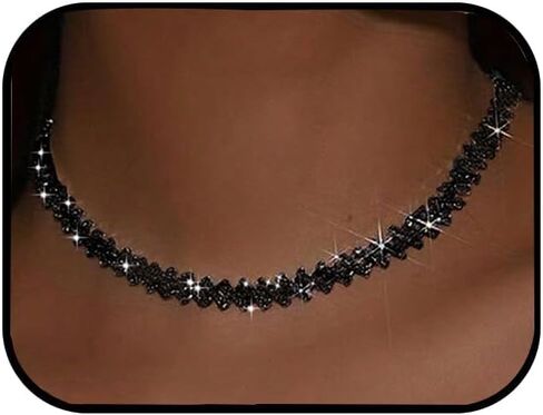 Ronglry Rhinestone Choker Necklace for Women Silver Diamond Choker Necklaces for Women Sparkly Crystal Rhinestone Necklace for Women Silver Chokers for Women Party Prom Wedding Jewelry Accessories in Kuwait