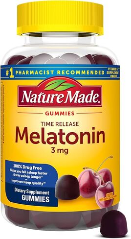 Nature Made Time Release Melatonin 3mg Gummies, 100% Drug Free Sleep Aid for Adults, 60 Melatonin Gummies, 60 Day Supply in Kuwait